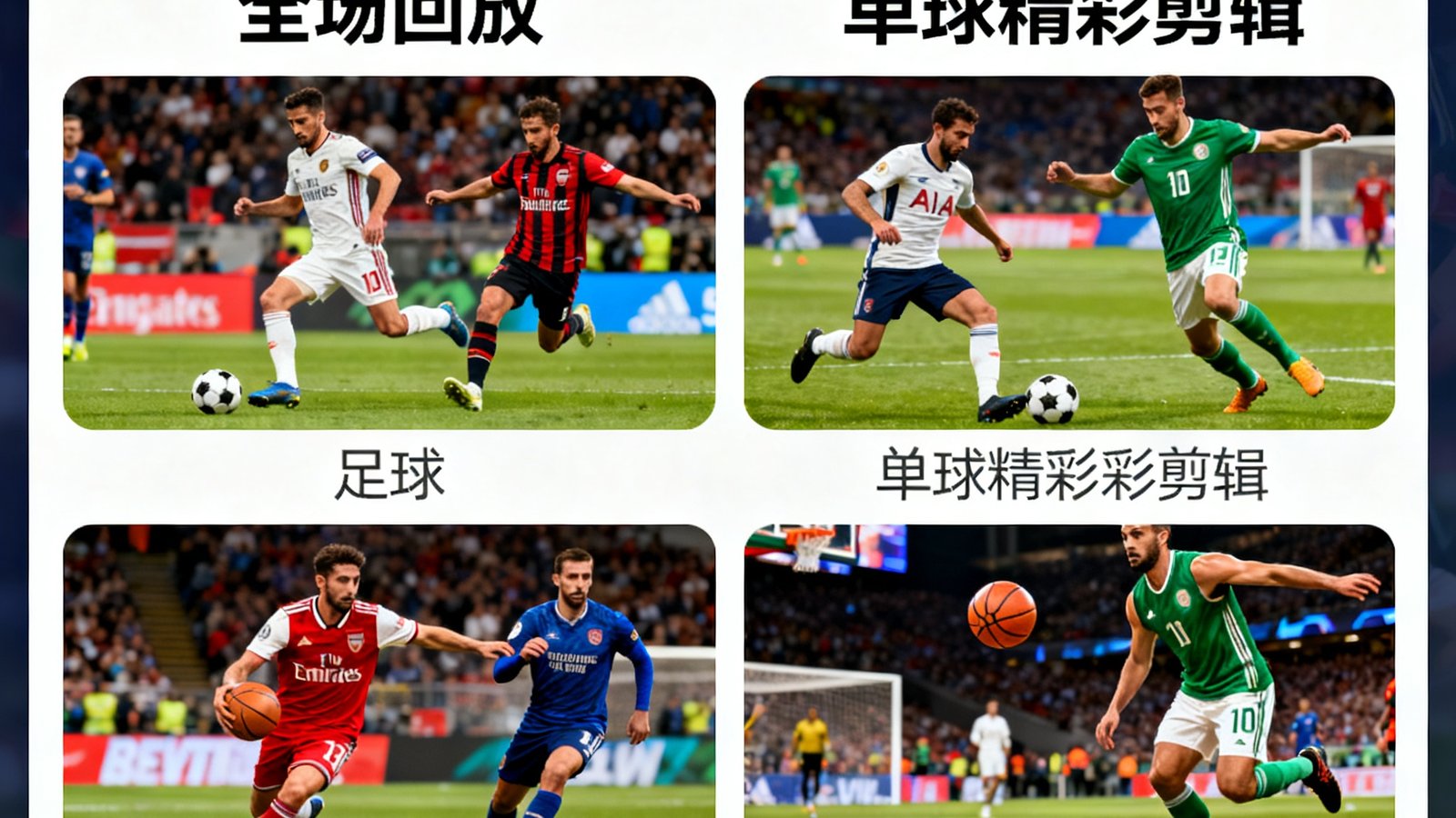 人人体育视频集锦页面包含足球篮球全场回放与单球精彩剪辑